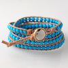 Natural Leather and Turquoise Wrap Bracelet