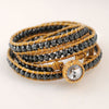 Gold Leather and Hematite Wrap Bracelet