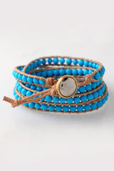 Natural Leather and Turquoise Wrap Bracelet